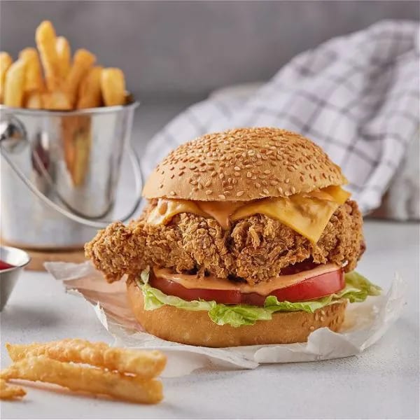 Crispy Chicken Burger With Fries
